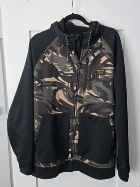 Like New! Mens XL Burton Camo Zip Hoodie - Black & Olive